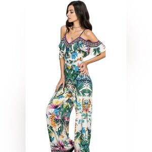 Flying Tomato Off Shoulder
Wide Leg Tropical Jumpsuit